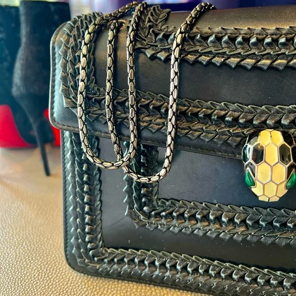 Bulgari Bags Bvlgari Bulgari Serpenti Handbag In Black Leather